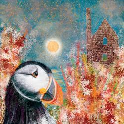Greetings Card, Puffin and the Engine House, 16x16cm