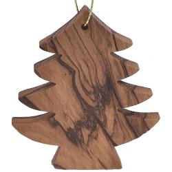 Hanging Christmas decoration, olive wood, tree 5 x 6cm