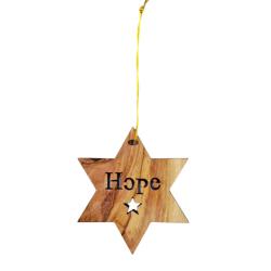Hanging Christmas Decoration Olive Wood Star Hope