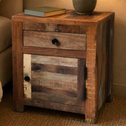 Bedside Cabinet Retro Recycled Wood