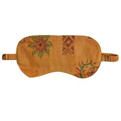 Eye mask recycled silk mustard 19 x 10cm