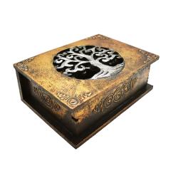 Pair of Wooden Boxes, Tree of Life Gold Silver Colour