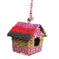 Recycled fabric bird house square