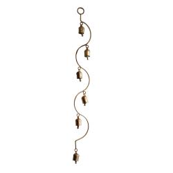 Chime 6 bells on curved hanging, recycled brass 8x65cm