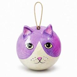 Cat Hanging Decoration Papier Mâché Purple 5cm