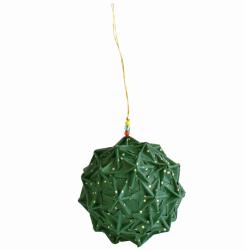 Hanging Christmas Decoration, Green Spiky Paper Ball with glass beads