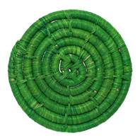 Raffia coaster, green, 9cm