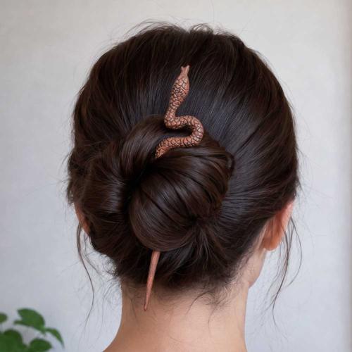 Hand-Carved Rosewood Snake Hair Pin