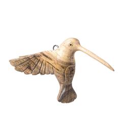 Hand-Carved Wooden Hummingbird Decoration