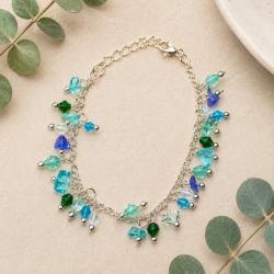 Bracelet blue and green glass beads