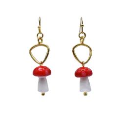 Earrings with Red and White Toadstool