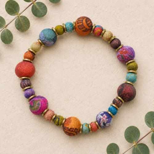 Bracelet Recycled Multicoloured Beads