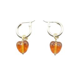 Earrings Glass Heart Orange