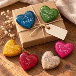 Love pebbles, set of 12, six different designs