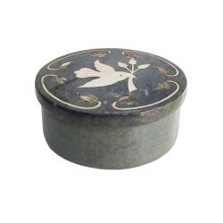 Trinket Box Soapstone Inlaid Dove 8 x 3.5cm