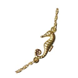 Bracelet with seahorse charm, gold colour