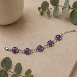 Bracelet 5 amethyst stones