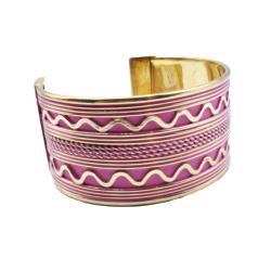 Bracelet / Cuff Bangle Pink Wavy Lines 3.5cm