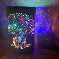 T-lite holder, metal die cut, turquoise tree, 15cm height