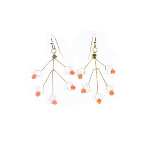 Earrings Delicate Clear and Orange