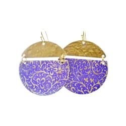 Earrings Brass and Lavender Floral