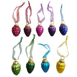 Box of 9 Glass Tree Decorations Strawberry - Assorted Colours