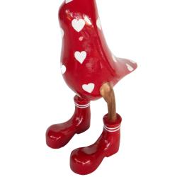 Duck Red with Hearts Bamboo Root 44cm