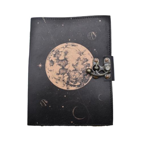 Notebook Leather Bound World Map 15x20cm