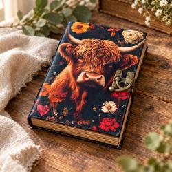 Leather notebook highland cow 6x8 inches