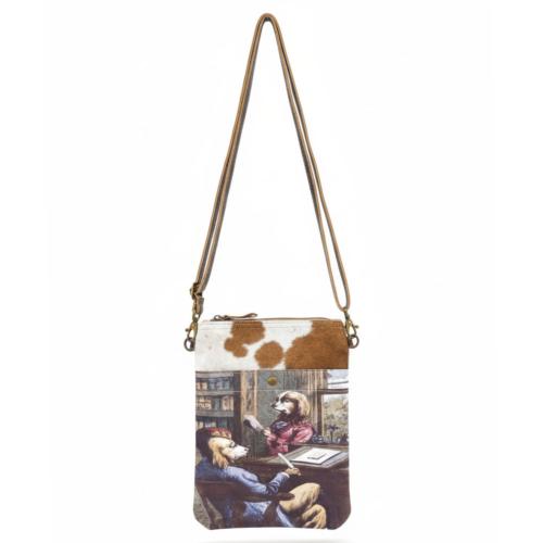 Tote / Shoulder Bag Recycled Tent Canvas, Dogs in Study 21 x 2.5 x 27cm