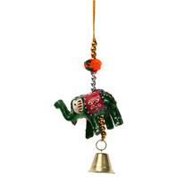 Hanging, green elephant, with bell