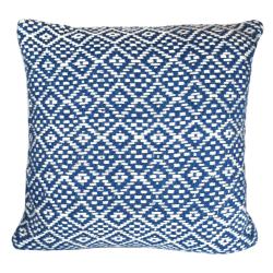 Blue brighter future cushion cover made from woven plastic bottles 40x40cm