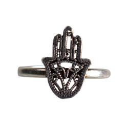 Ring, silver colour, Hamsa Hand