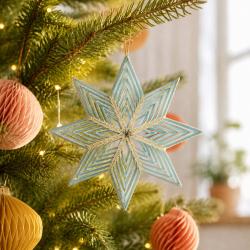 Hanging Christmas Decoration Light Blue Paper Star