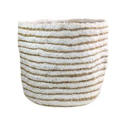Basket plaited hemp and recycled material, white and natural 20 x 20cm