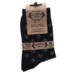 Socks Recycled Cotton / Polyester Black Stars With Shoe Size UK 3-7 Womens