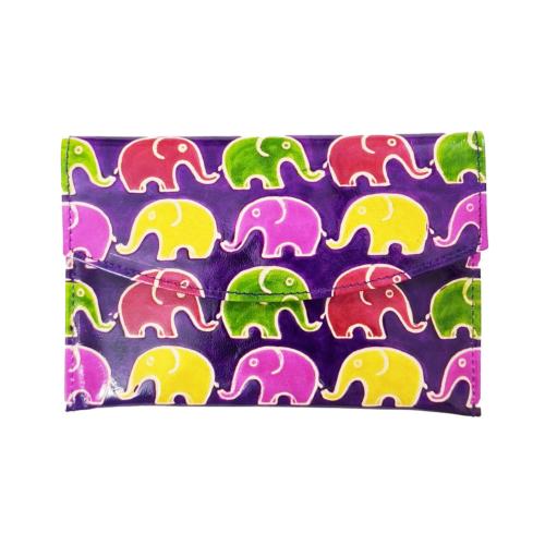 Leather Purse / Pouch Elephants 19.5 x 13cm