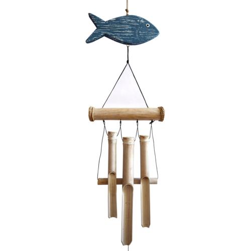 Bamboo windchime whitewash, fish 100cm