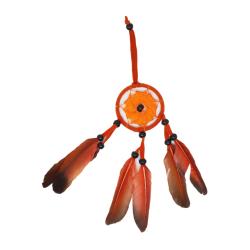 Dreamcatcher Purple Orange Brown Feathers 6cm diameter