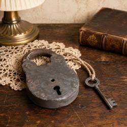 Single Upcycled Padlock with Key Approx 7 x 10 x 2cm