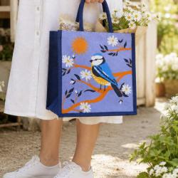 Jute Shopping Bag, Blue Tit 30x30cm