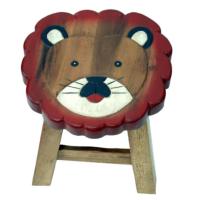 Child's wooden stool - lion