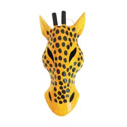 Mask Albesia Wood Giraffe Black Spots on Orange 20cm