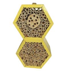 Double hexagonal Bee/Bug Hotel in Yellow 27 x 16 cm