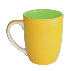 Yellow and Green hand-painted Mug, 11 x 8.5 cm