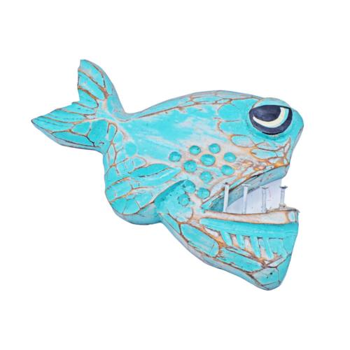 Piranha with 4 Nail Teeth Albesia Wood 25x2.5x16cm