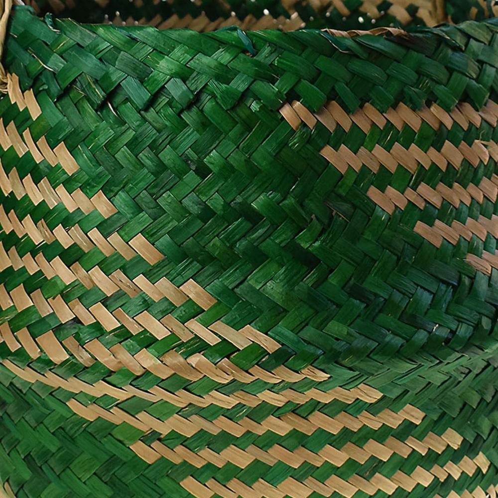 Woven seagrass basket, natural & green 25cm