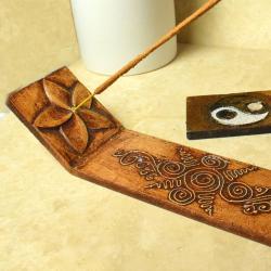 Incense holder flower eco-friendly mango wood 27x4.5x5.5cm