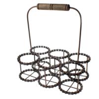 Wine bottle holder (6), recycled bike chain with handle