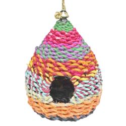 Bird House Recycled Fabric Pear Shape 17 x 17 x 23cm